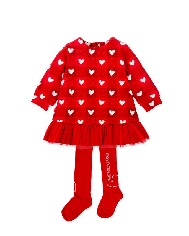Agatha red heart dress with tights