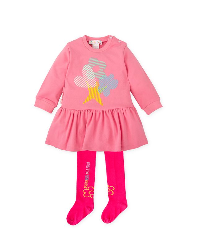 Agatha pink shapes dress and tights