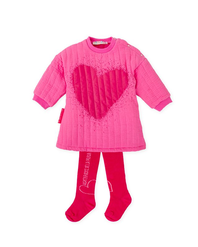 Agatha pink heart dress with tights