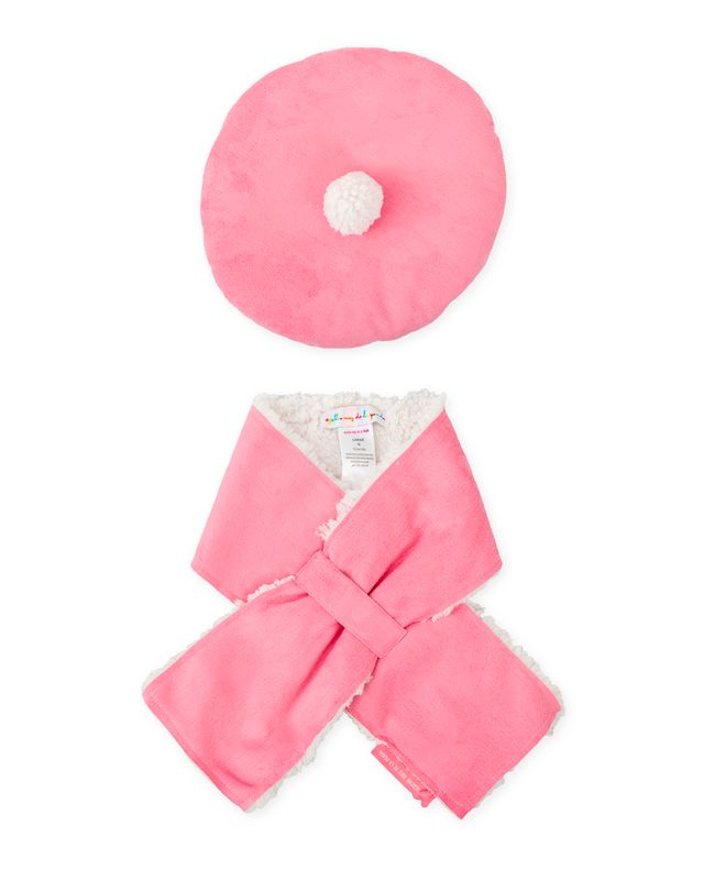 Agatha pink hat and scarf set