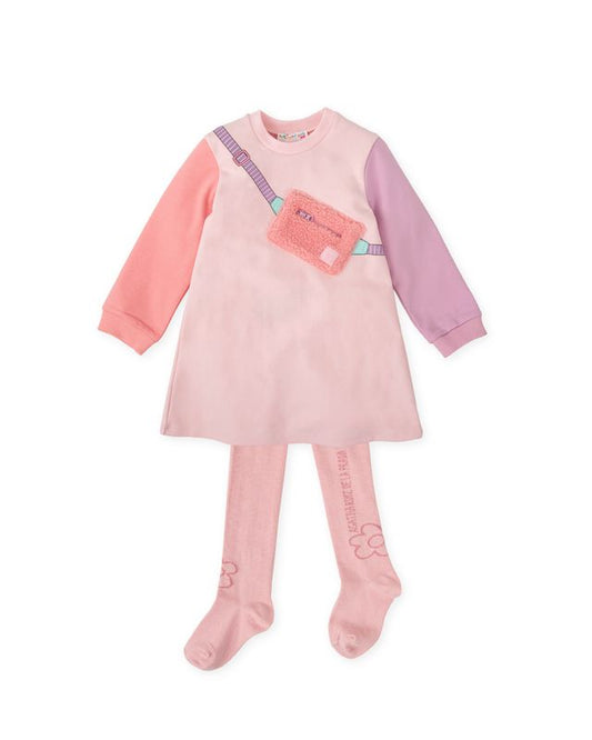 Agatha pastel dress with tights