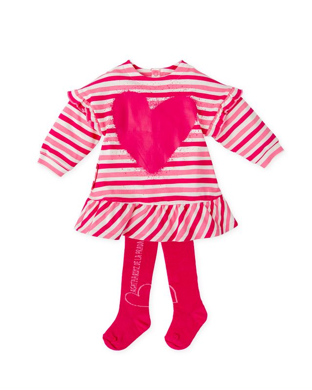 Agatha striped dress with tights