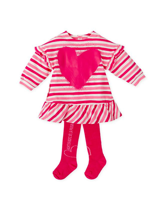Agatha striped dress with tights