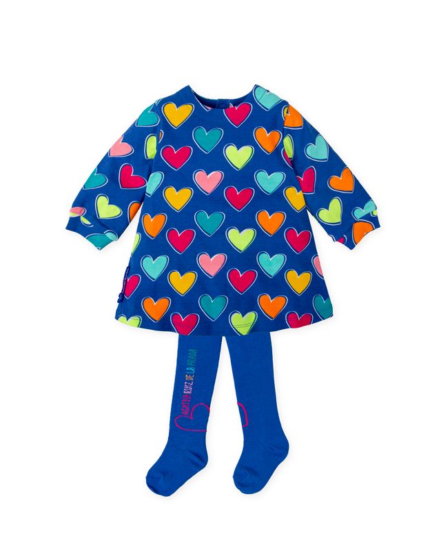 Agatha blue heart dress with tights