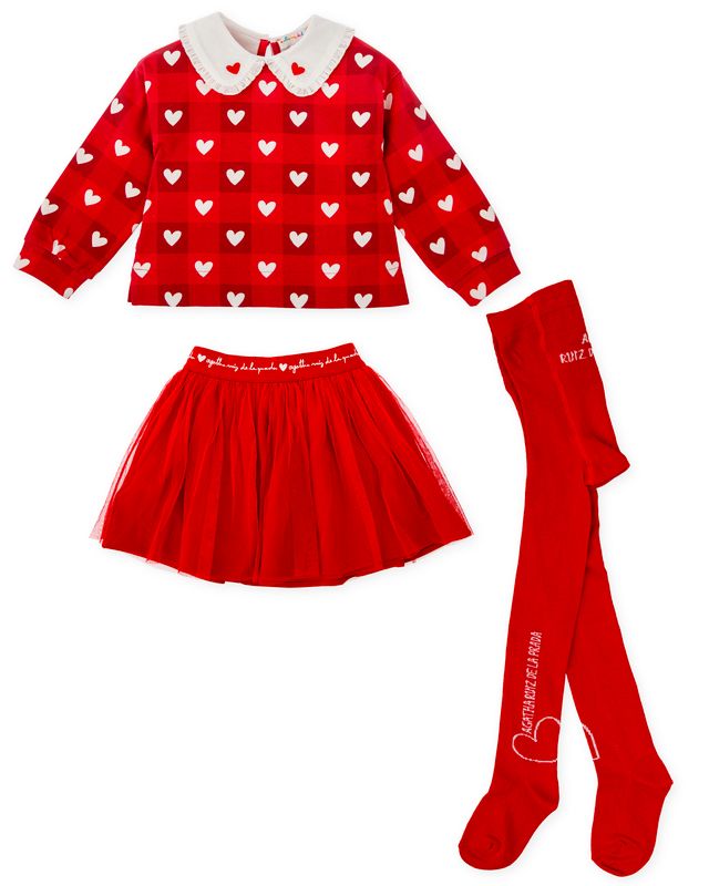Agatha red three piece tuttu skirt set